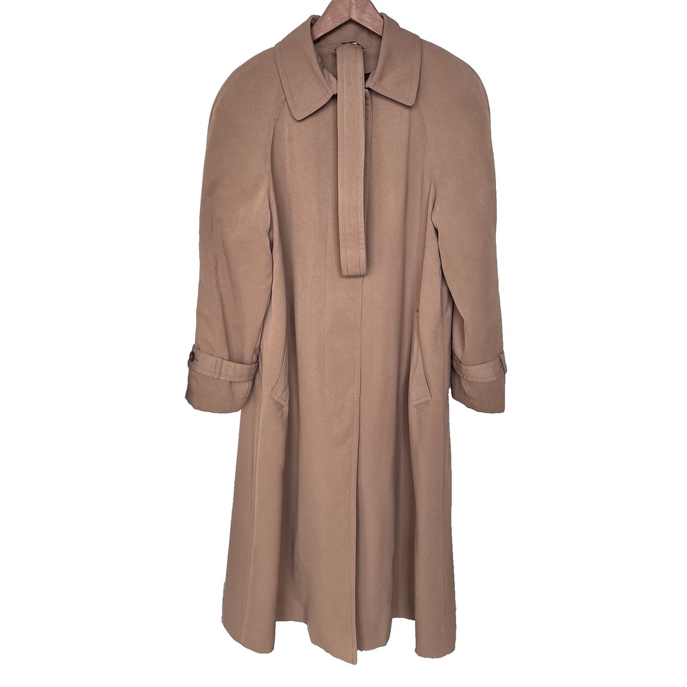 Utex Design Trench Coat Womens 6 Brown Long Coat Detachable Lining Classic Outer